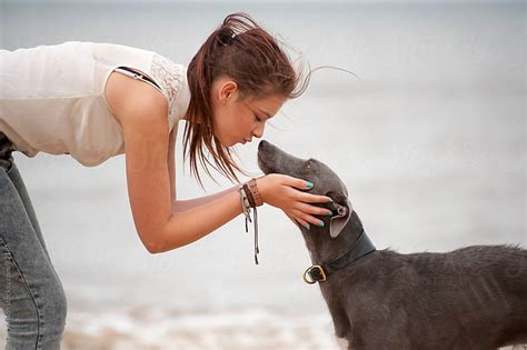 girls kissing dogs|Dog and beautiful girl lovely kissing